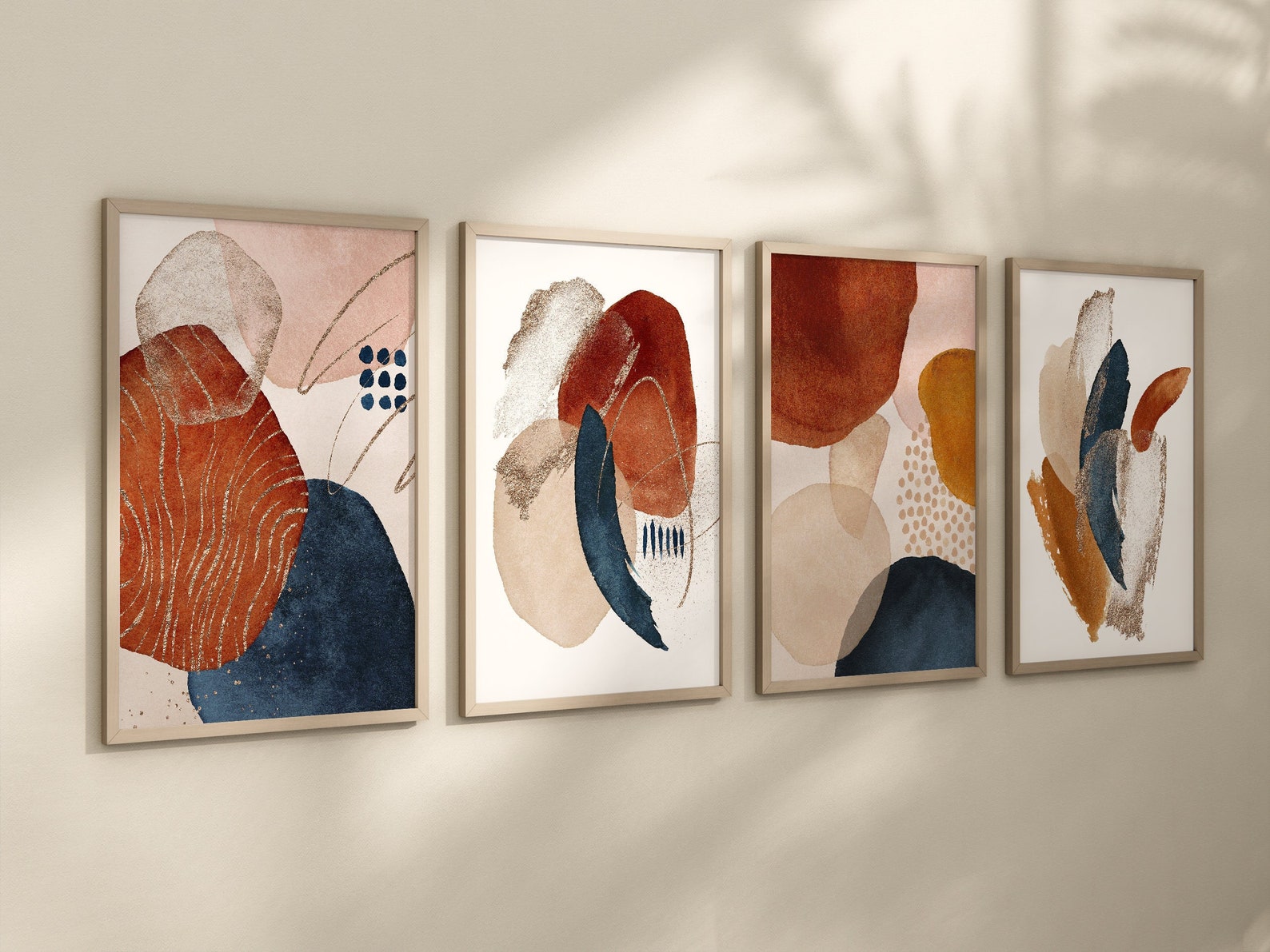 Modern Abstract Wall Art Navy Blue Rust Abstract Art Print or Etsy