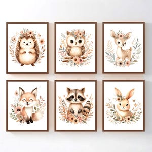 Woodland Animal Nursery Wall Art: Boho Forest Decor, Set of 6 - Framed, Canvas, or Art Prints WC