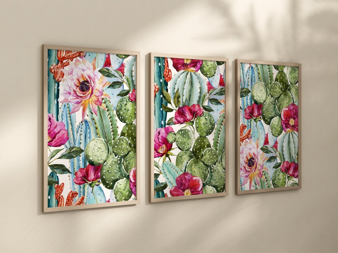 Cactus Flower Wall Art Succulent Cactus Artwork Prints or Etsy