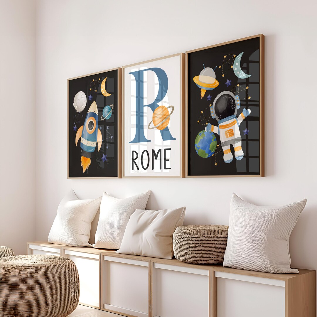 Outer Space Nursery Wall Art: Personalized Planet Theme Artwork Space ...