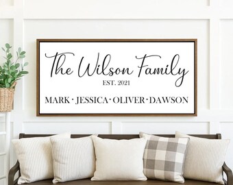 Family Last Name Sign Gift - Farmhouse Sign Family Name Wall Decor Set of 1 - Framed, Canvas, or Art Print