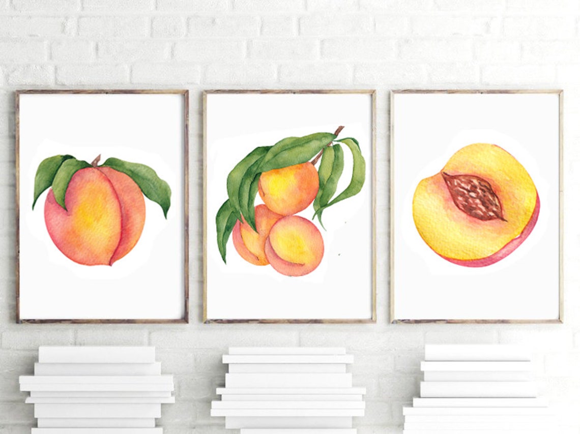 Peaches Print Peaches Art Prints or Canvas Set of 3 Etsy