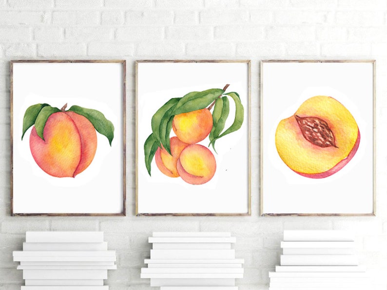 Peaches Print Peaches Art Prints or Canvas Set of 3 Etsy