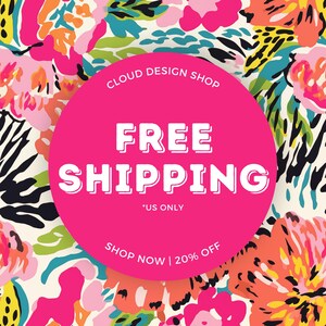 a pink circle with the words free shipping on it
