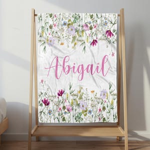 Personalized Wildflower Blanket: Floral Girl Nursery Bedding Gift image 2