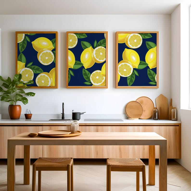 Lemon Wall Art Decor Set of 3 - Framed, Canvas, or Art Prints - Etsy