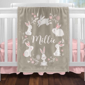 Personalized Baby Girl Bunny Rabbit Blanket
