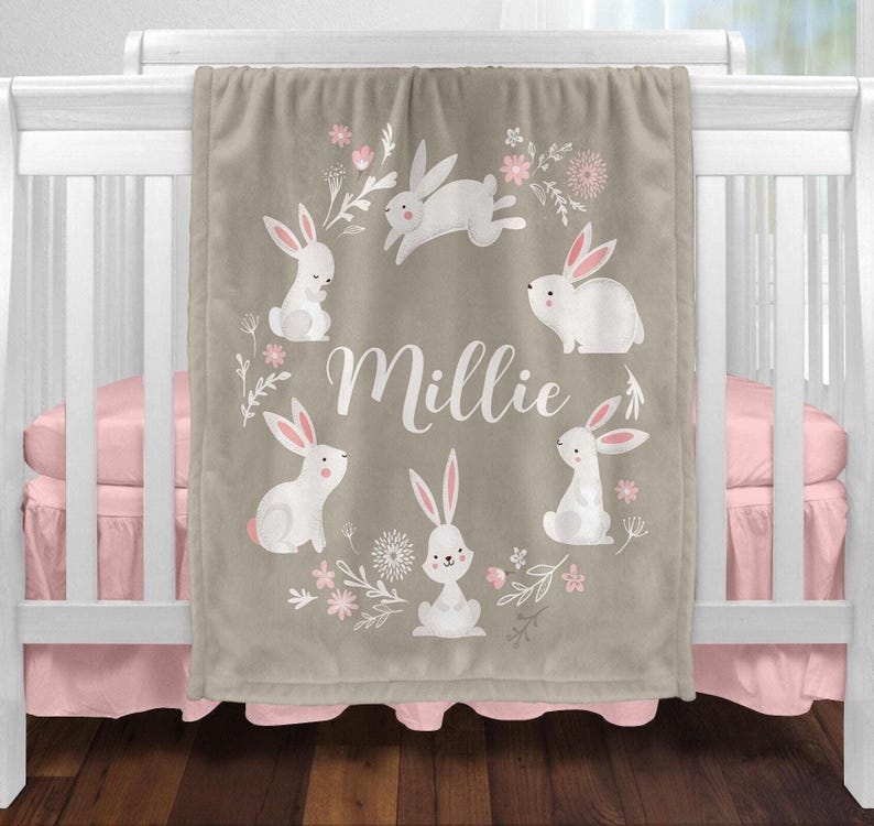 Personalized Baby Girl Bunny Rabbit Blanket