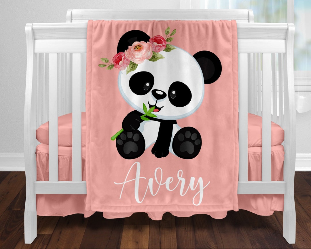 PANDA Blanket, Personalized Panda Blanket, Girl Panda Newborn Girl Baby