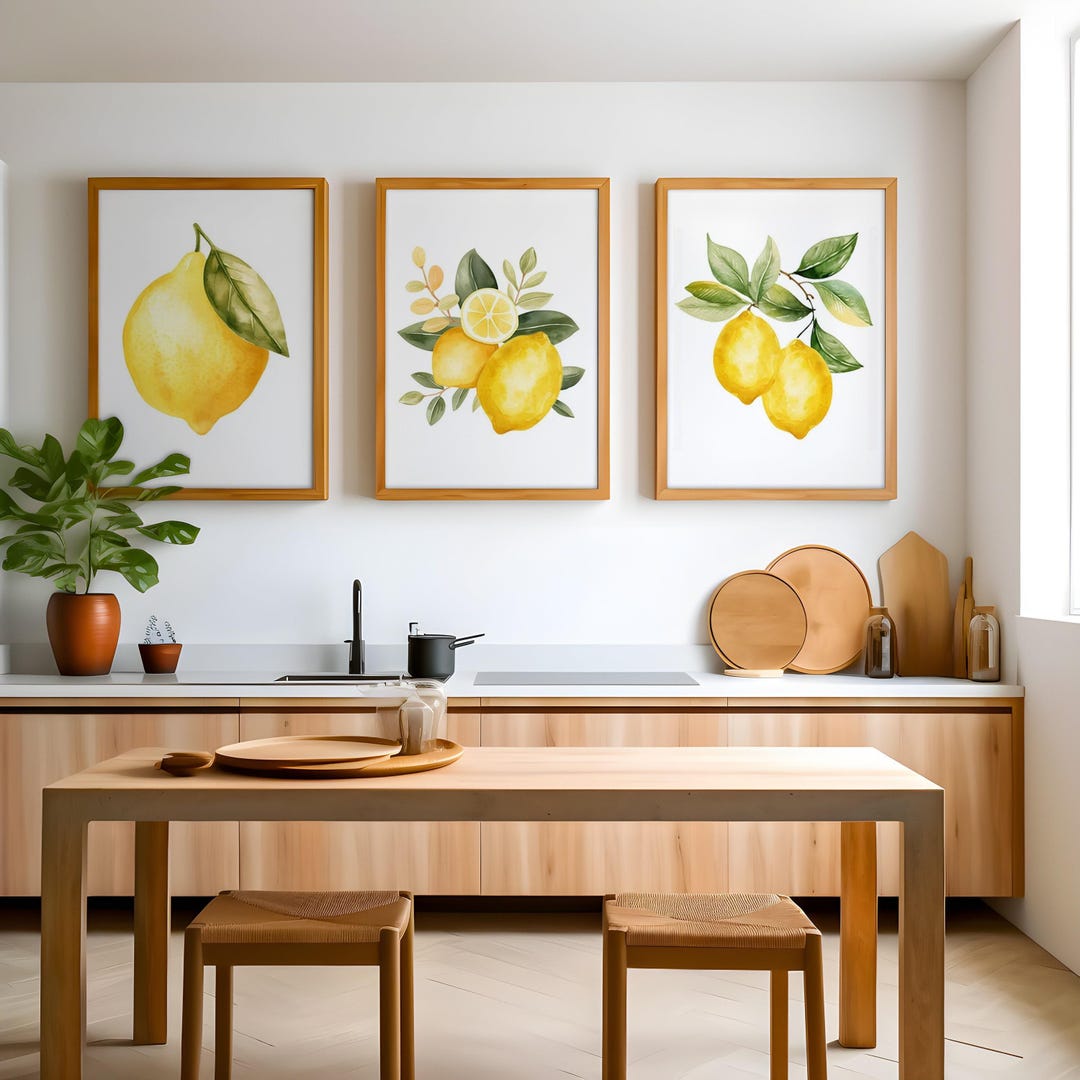 Lemon Wall Decor - Lemon Art - Lemons Yellow Farmhouse Kitchen Wall ...