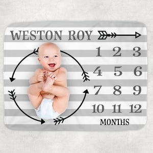 Arrow Milestone Blanket - Personalized Baby Boy Shower Gift