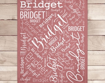Meisjesnaamdeken - gepersonaliseerd cadeau meisjes - mauve boho beddengoed