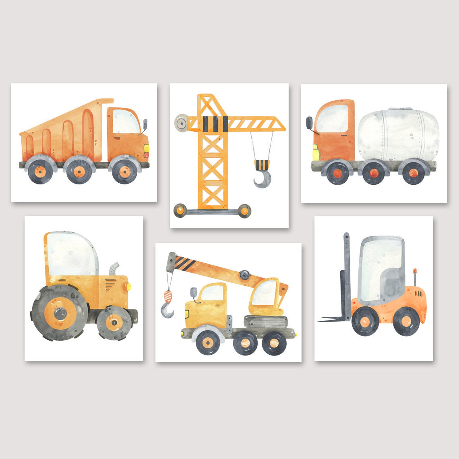 Construction Trucks Wall Art Boy Construction Trucks Wall Art Etsy
