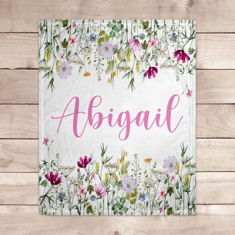 Personalized Wildflower Blanket: Floral Girl Nursery Bedding Gift