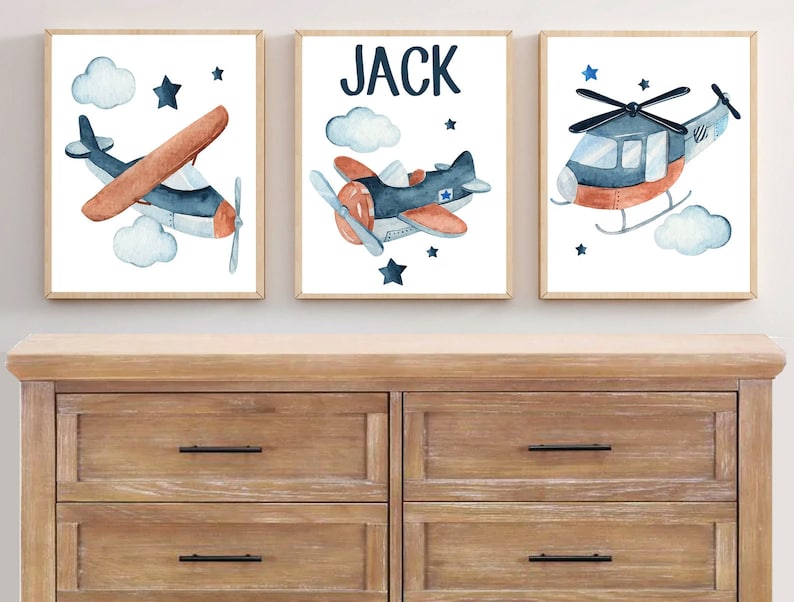 Airplane Wall Art Prints Baby Boy Airplane Nursery Wall Decor Aviation