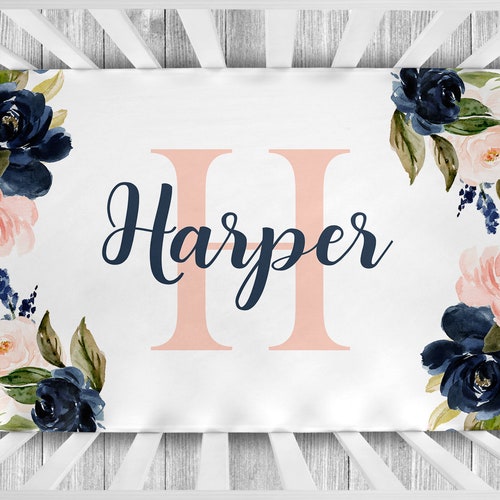 Custom Baby Girl Crib Sheet Personalized Crib Sheet Floral Etsy