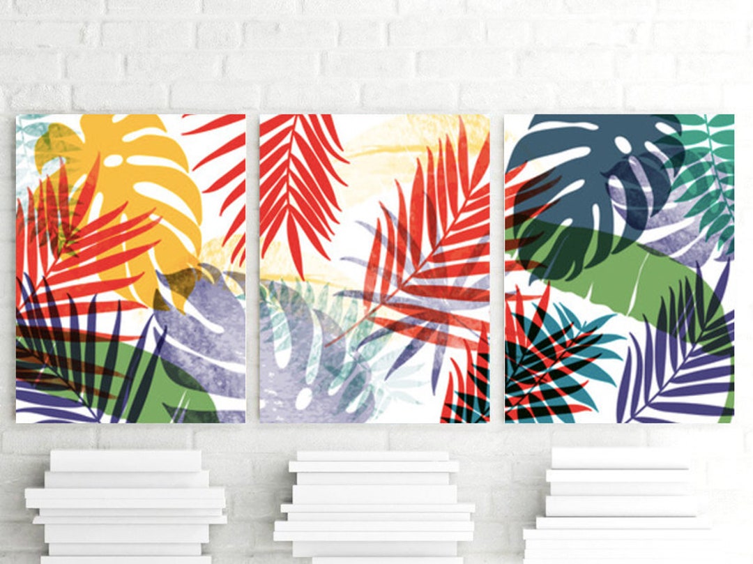 Tropical Leaves Wall Art Colorful Tropical Prints Framed Leaves Artwork — free download