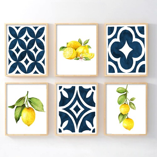 Lemon Prints Fruit Wall Decor Lemon Kitchen Wall Art Lemon Etsy