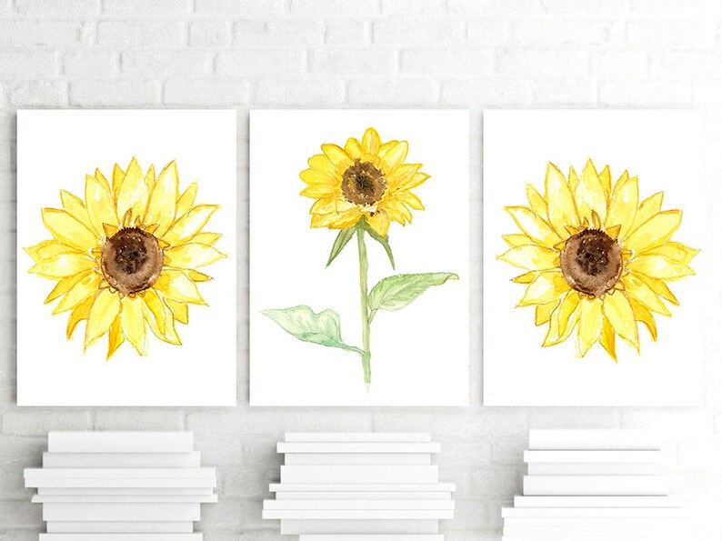 Sunflower Nursery Wall Art Sunflower Girl Nursery Art Prints Etsy