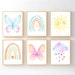 Rainbow Butterfly Wall Art, Watercolor Butterfly Rainbow Sunshine Art Prints or Canvas Set of 6, Baby Girl Nursery Wall Art Decor Butterfly 