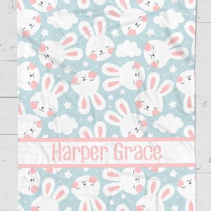 Baby Girl Bunny Blanket - Personalized Baby Gift Shower Gift