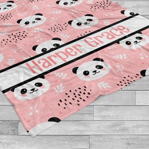 Panda Blanket, Panda Girl Personalized Baby Shower Gift, Panda Baby Girl Blanket, Panda Newborn Baby Gift Shower Gift, Panda Lover, Pandas