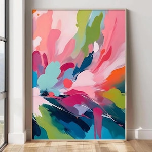 Colorful Abstract Wall Decor - Bright Abstract Art - Bold Bright Wall Art - Preppy Maximalist Artwork - Dorm Room Art Set of 3 WC image 4
