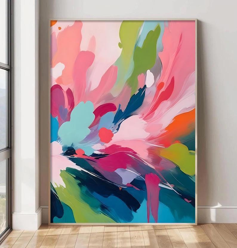 Colorful Abstract Wall Decor - Bright Abstract Art - Bold Bright Wall Art - Preppy Maximalist Artwork - Dorm Room Art Set of 3 WC image 4
