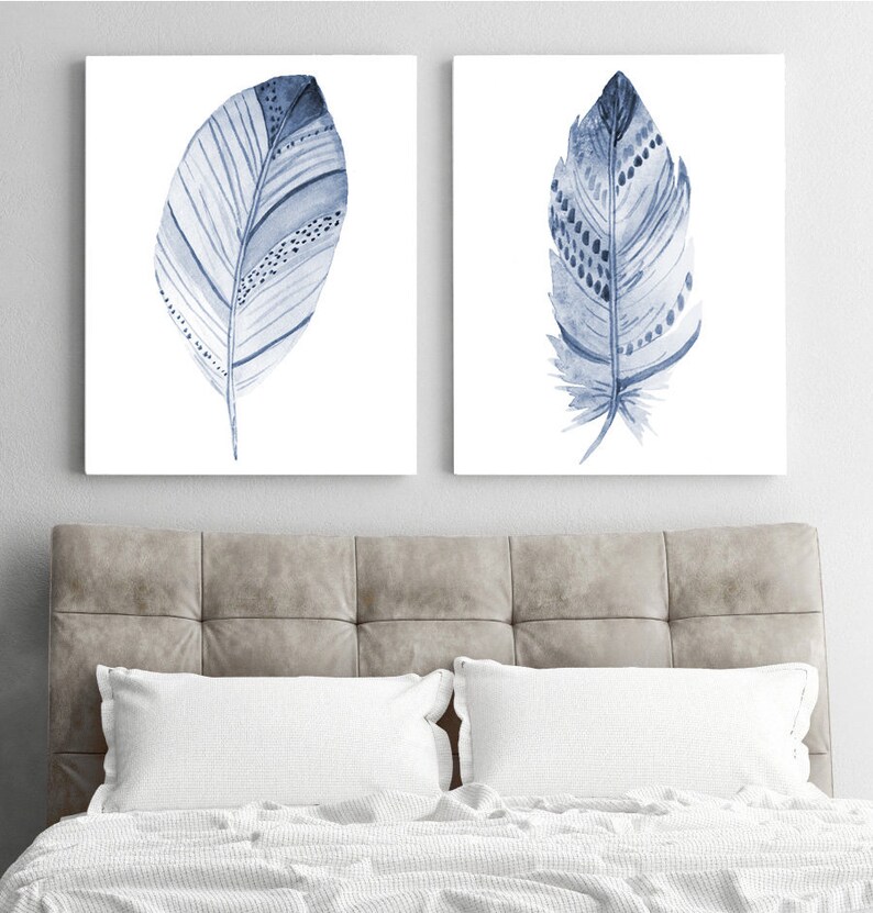 Watercolor Feather Wall Art Watercolor Feather Art Prints or Etsy