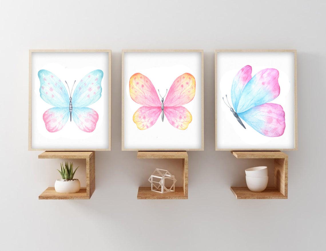 Butterfly Wall Art Watercolor Butterfly Nursery Art Prints or Etsy