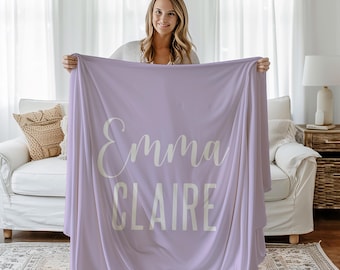 Lilac Blanket Girl Name - Light Purple Baby Girl Personalized Blanket - Girl Name Blanket - Lilac Girl Nursery Bedding Matching