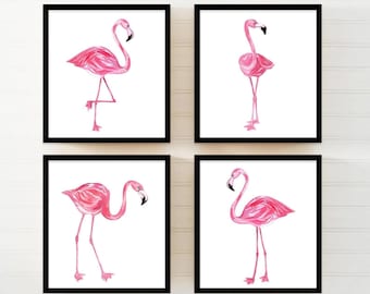 Flamingo PictureFlamingo Art - Watercolor Flamingo Artwork - Flamingo Nursery Wall Art - Flamingo Lover Artwork Set of 4 WC