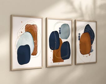Abstract Wall Art Decor Set of 3 - Framed, Canvas, or Art Prints WC