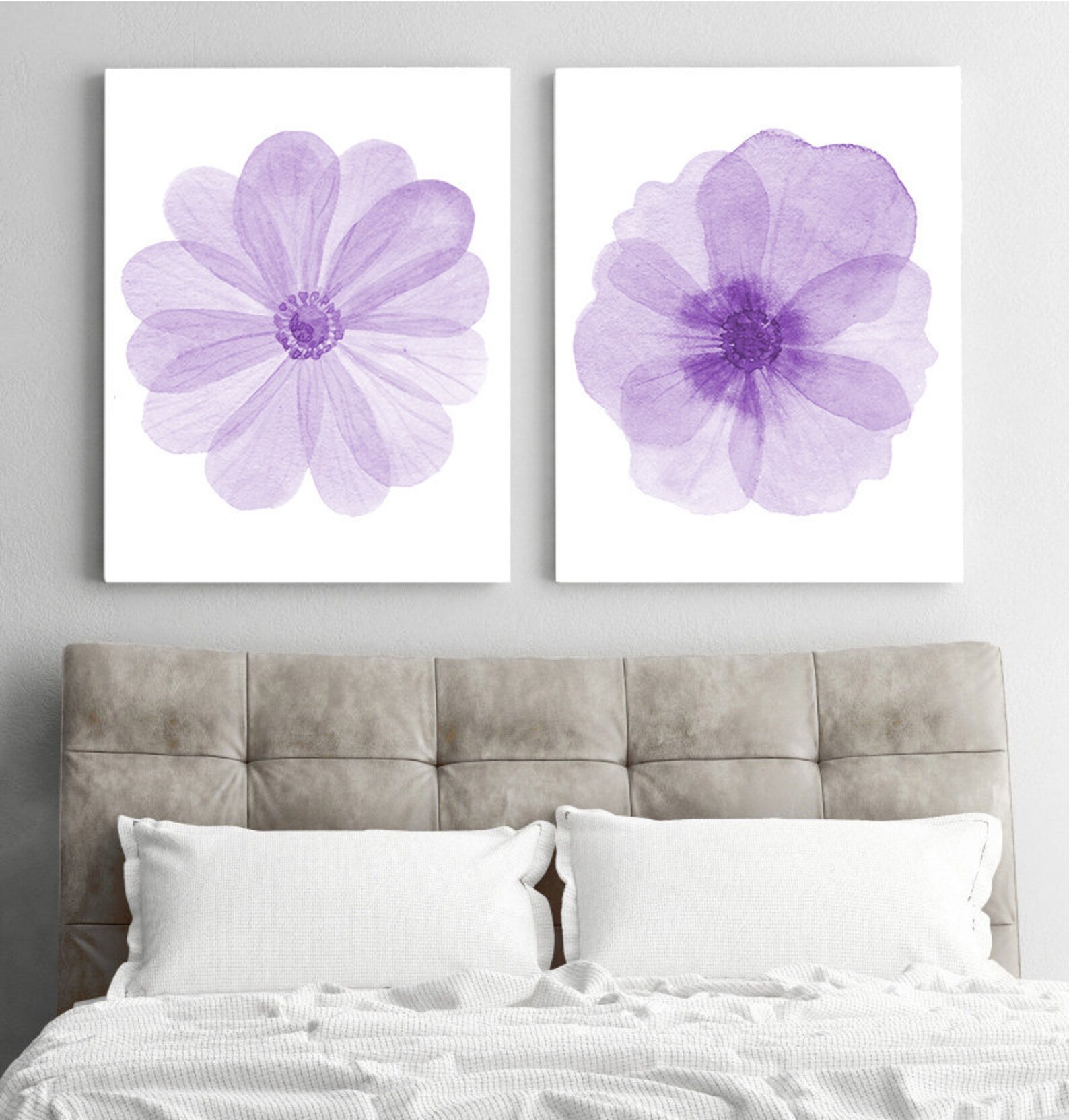 Purple Flower Wall Art Watercolor Purple Floral Art Prints or Etsy