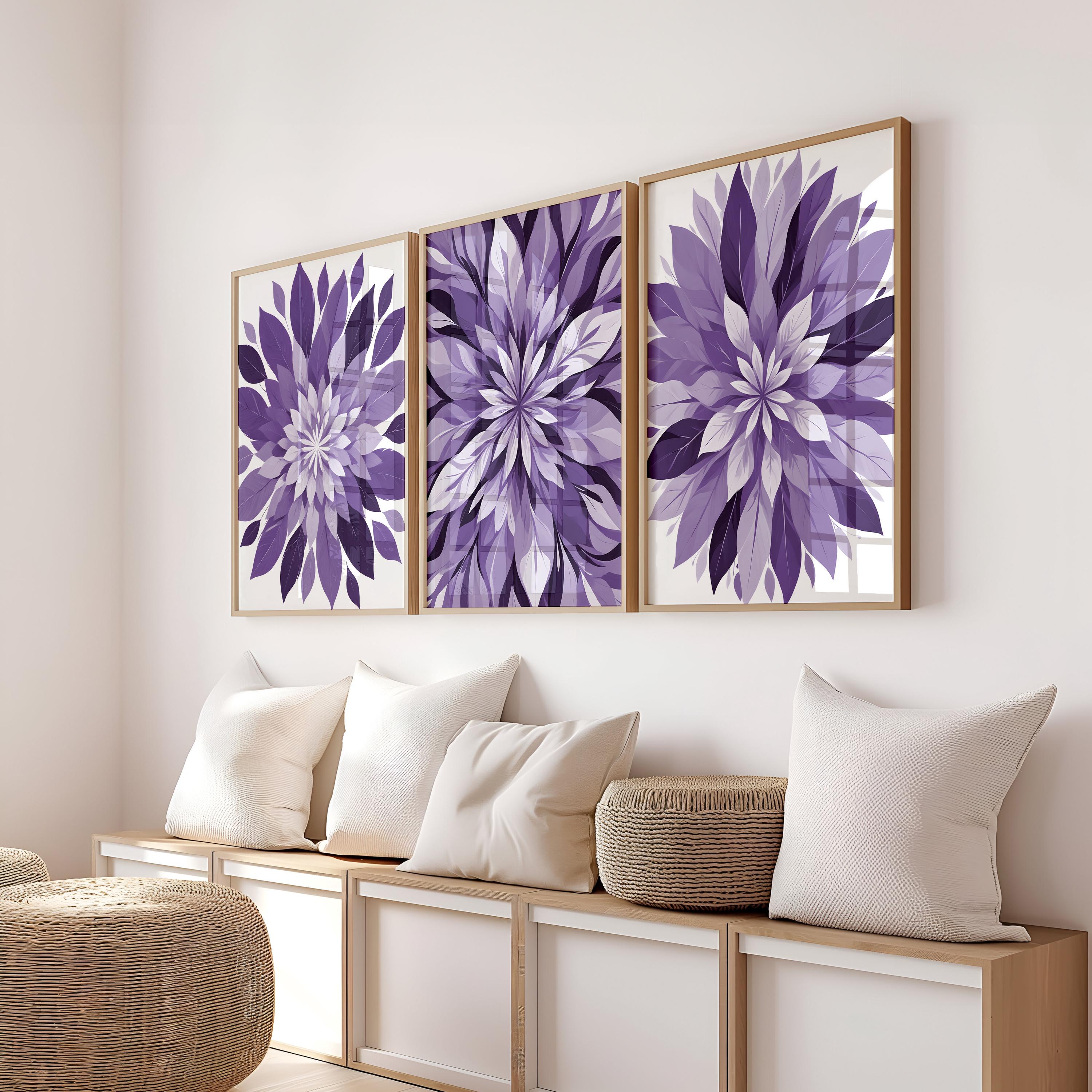 Framed Purple Flower Wall Art - Purple Bedroom Wall Decor - Purple