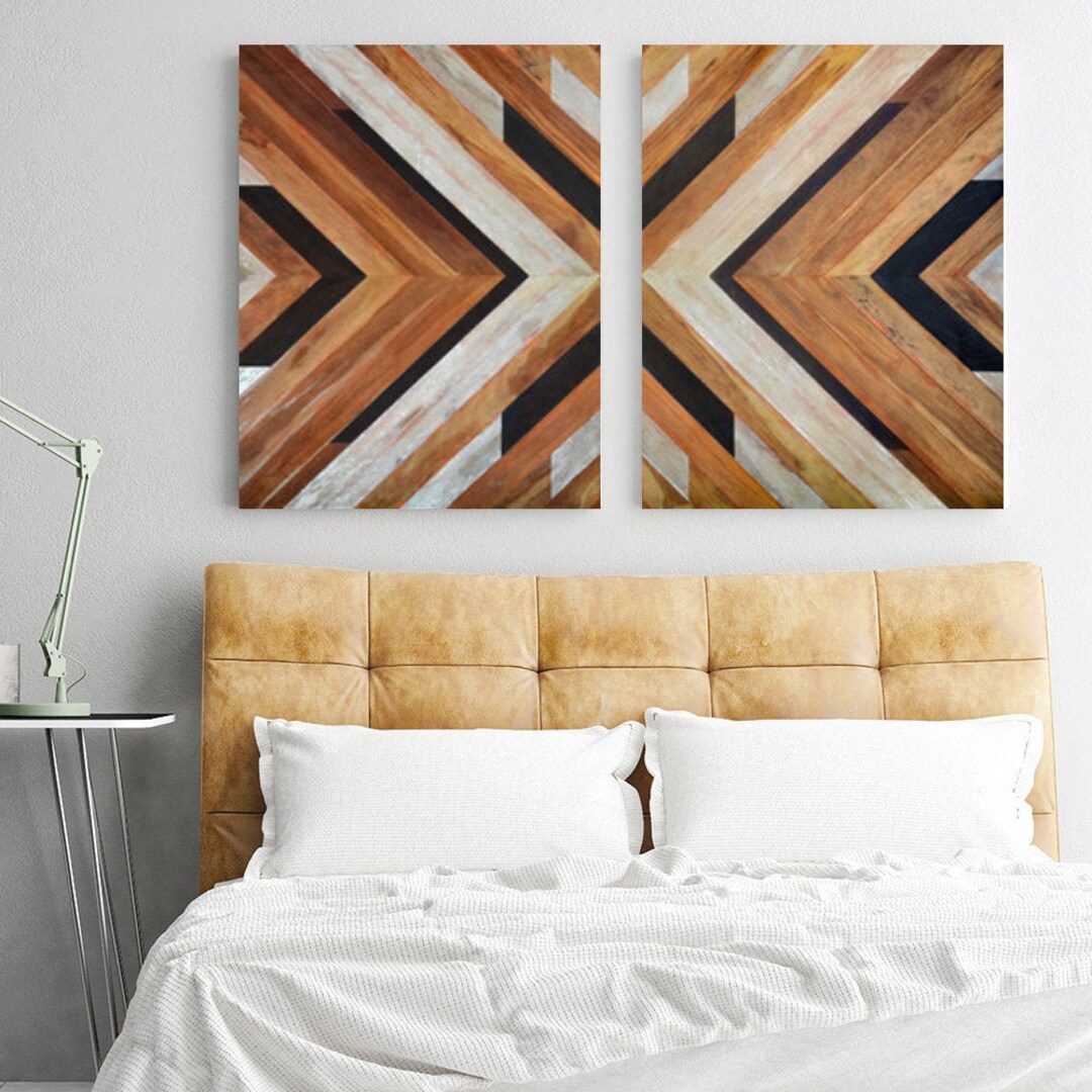 Chevron Wood Wall Art Chevron Faux Wood Art Prints or Canvas Etsy