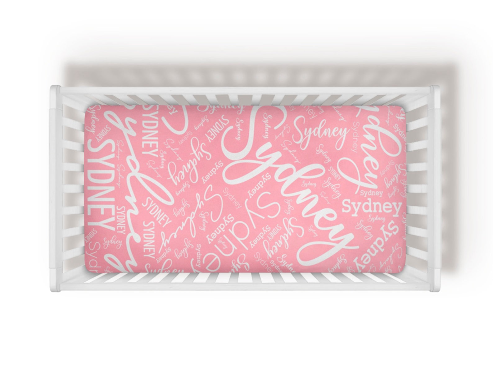 Pink Girl Name Crib Sheet Baby Girl Name Personalized Crib Etsy