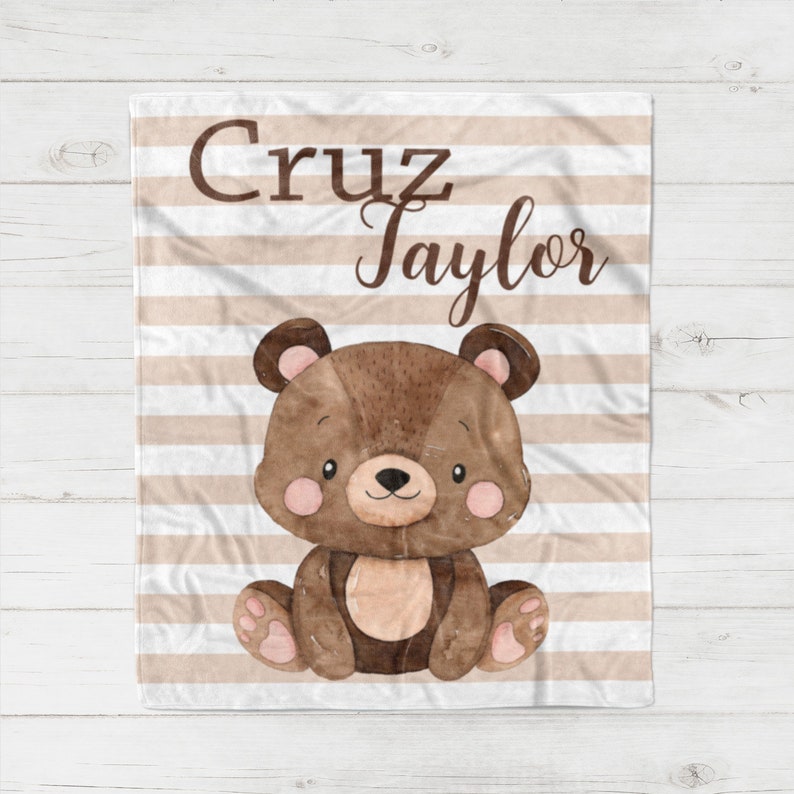 Bear Blanket Baby Boy Teddy Bear Blanket Bear Personalized Etsy
