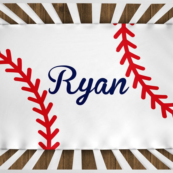 Baseball Crib Sheet, Baby Boy Name Personalized Crib Sheet, Baseball Custom Name Crib Sheet, Baseball Nursery Bedding Matching Nursery Decor