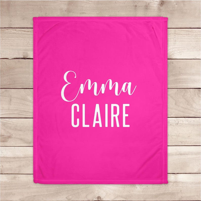 Personalized Hot Pink Blanket: Baby Girl Nursery Bedding image 3