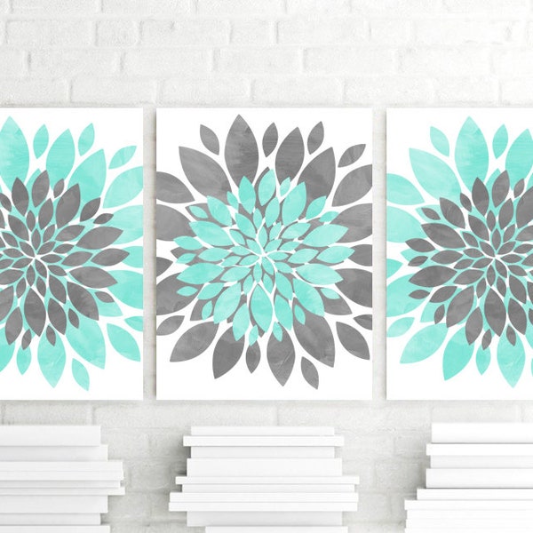 Aqua Gray Bathroom Etsy