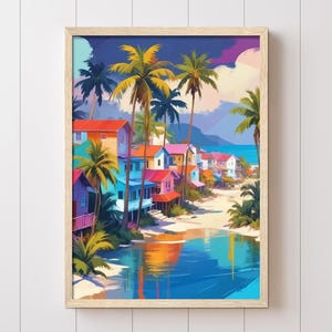 San Juan Puerto Rico Print: Tropical Beach House Wall Art Set of 1