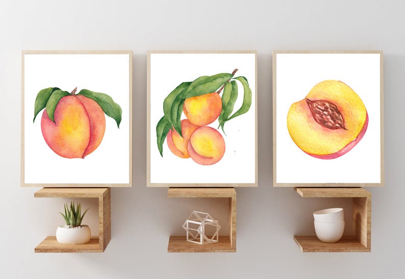 Peaches Print Peaches Art Prints or Canvas Set of 3 Etsy