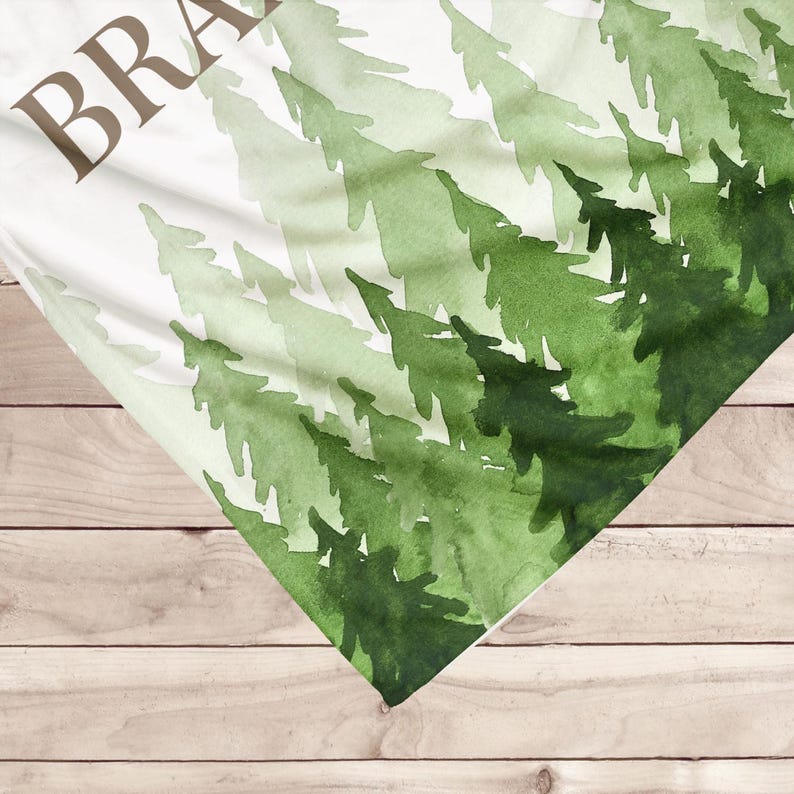 Woodland Forest Blanket - Personalized Boy Name Blanket - Custom Gift image 3