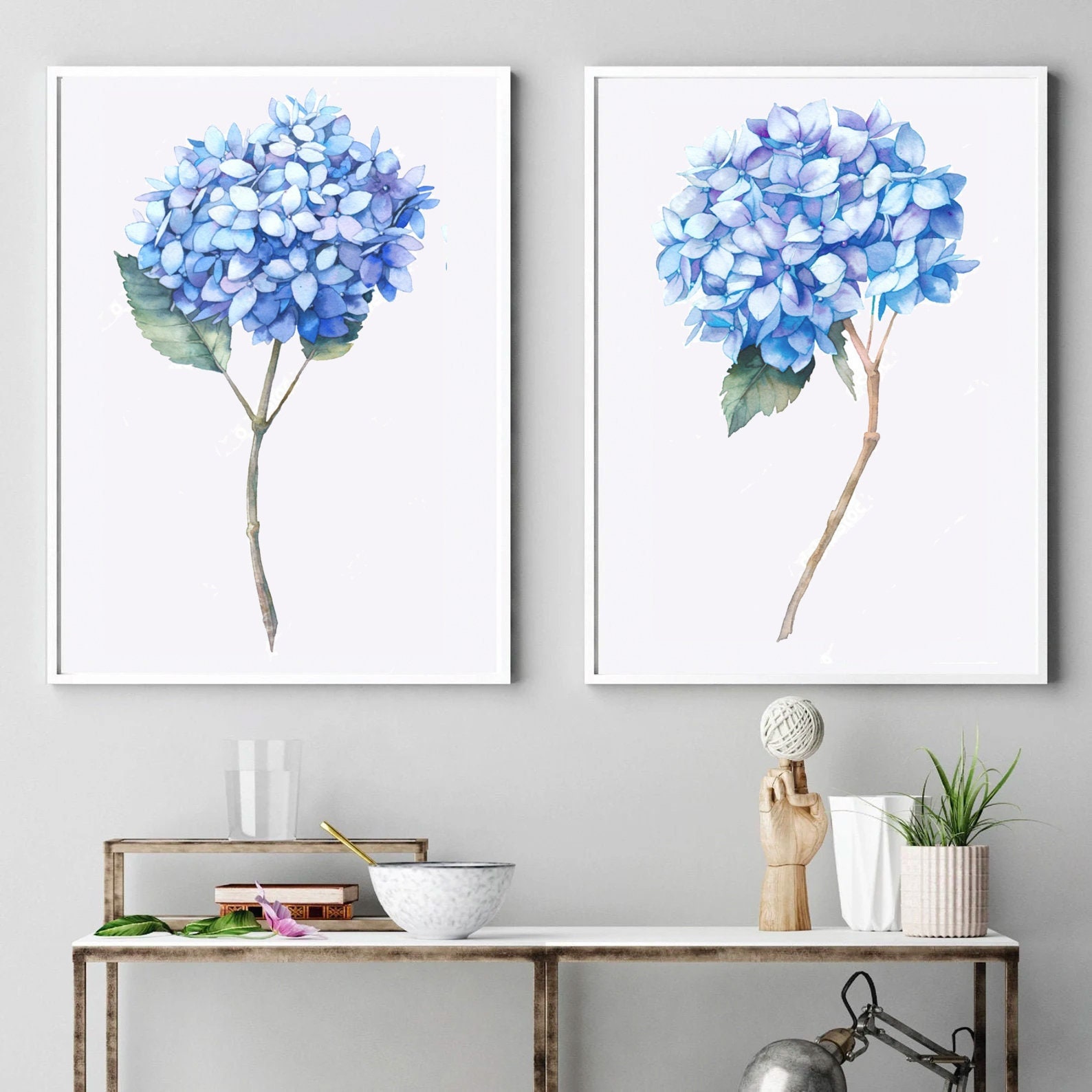 Light Blue Hydrangea Wall Art Light Blue Flower Art Prints or Etsy