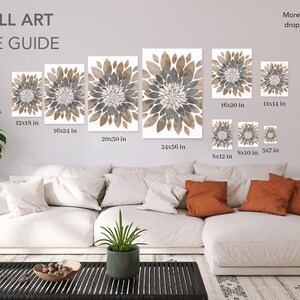 Blauwgroene bloemen muurdecoratie: Landelijke bloemenstijl slaapkamer badkamer set van 3 ingelijste, canvas of kunstprints WC afbeelding 8