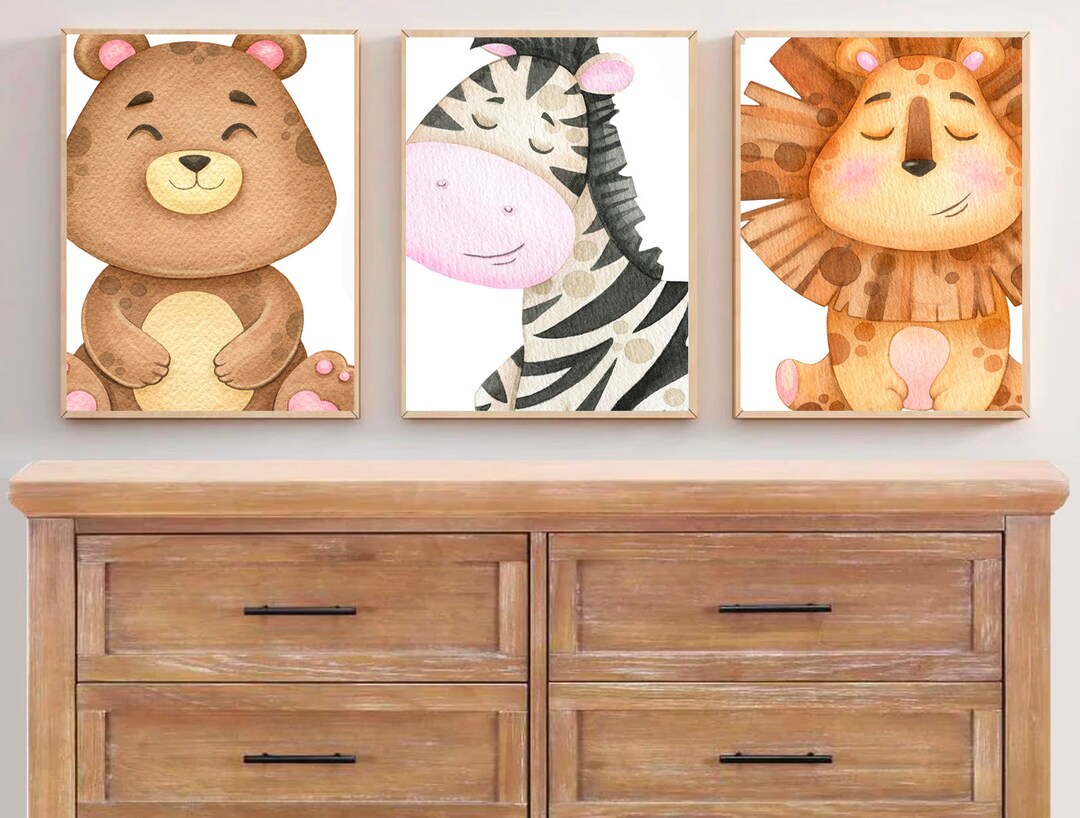 Zoo Animal Wall Art Prints, Frames or Canvas D Watercolor Zoo Animal