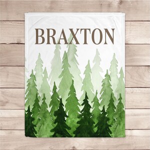 Woodland Forest Blanket - Personalized Boy Name Blanket - Custom Gift image 4