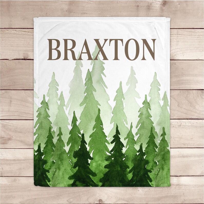 Woodland Forest Blanket - Personalized Boy Name Blanket - Custom Gift image 4