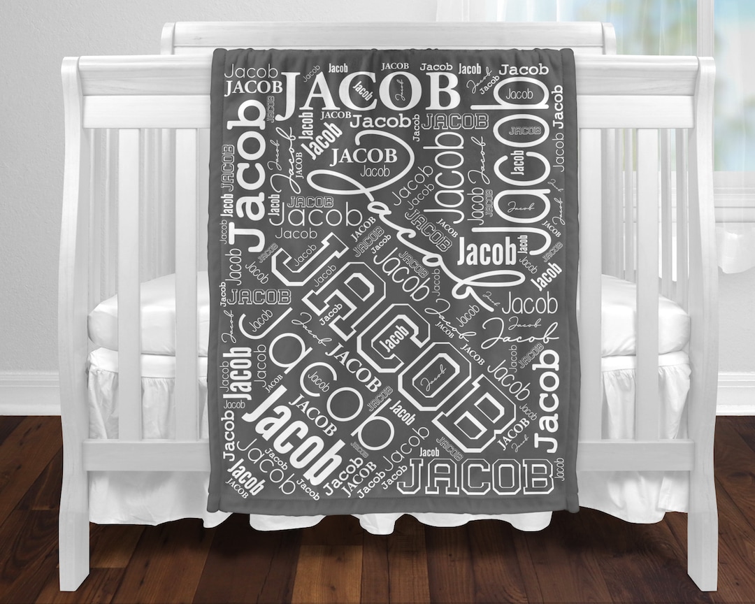 Buy Personalized Boy Name Blanket, Gray Personalized Baby Boy Blanket